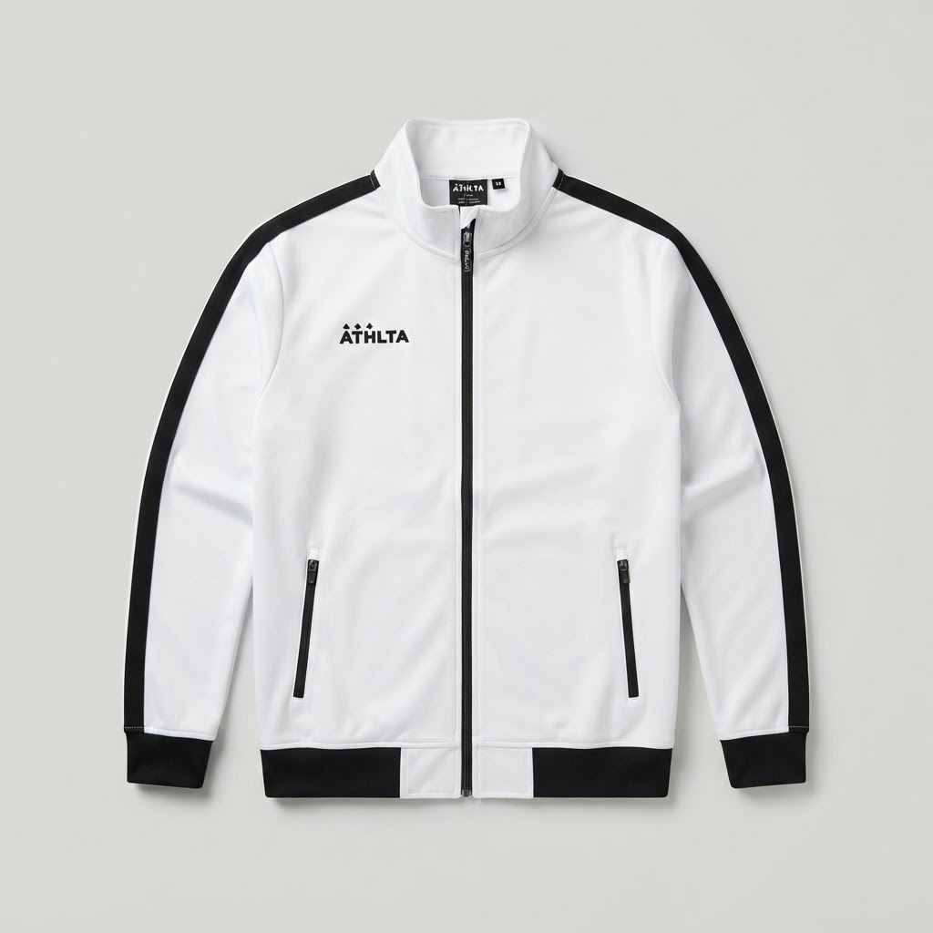 Chaqueta deportiva blanca con franjas negras