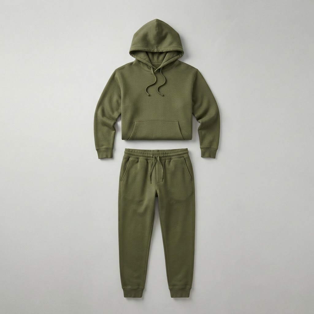 Conjunto verde militar de hoodie y pantalón jogger