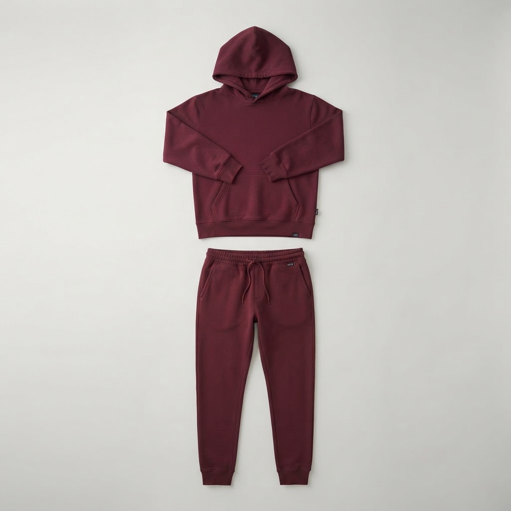 Conjunto vinotinto de hoodie y pantalón jogger