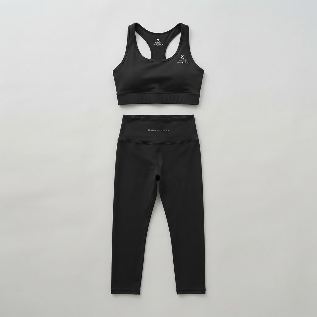 Conjunto negro de licra deportiva y top para dama
