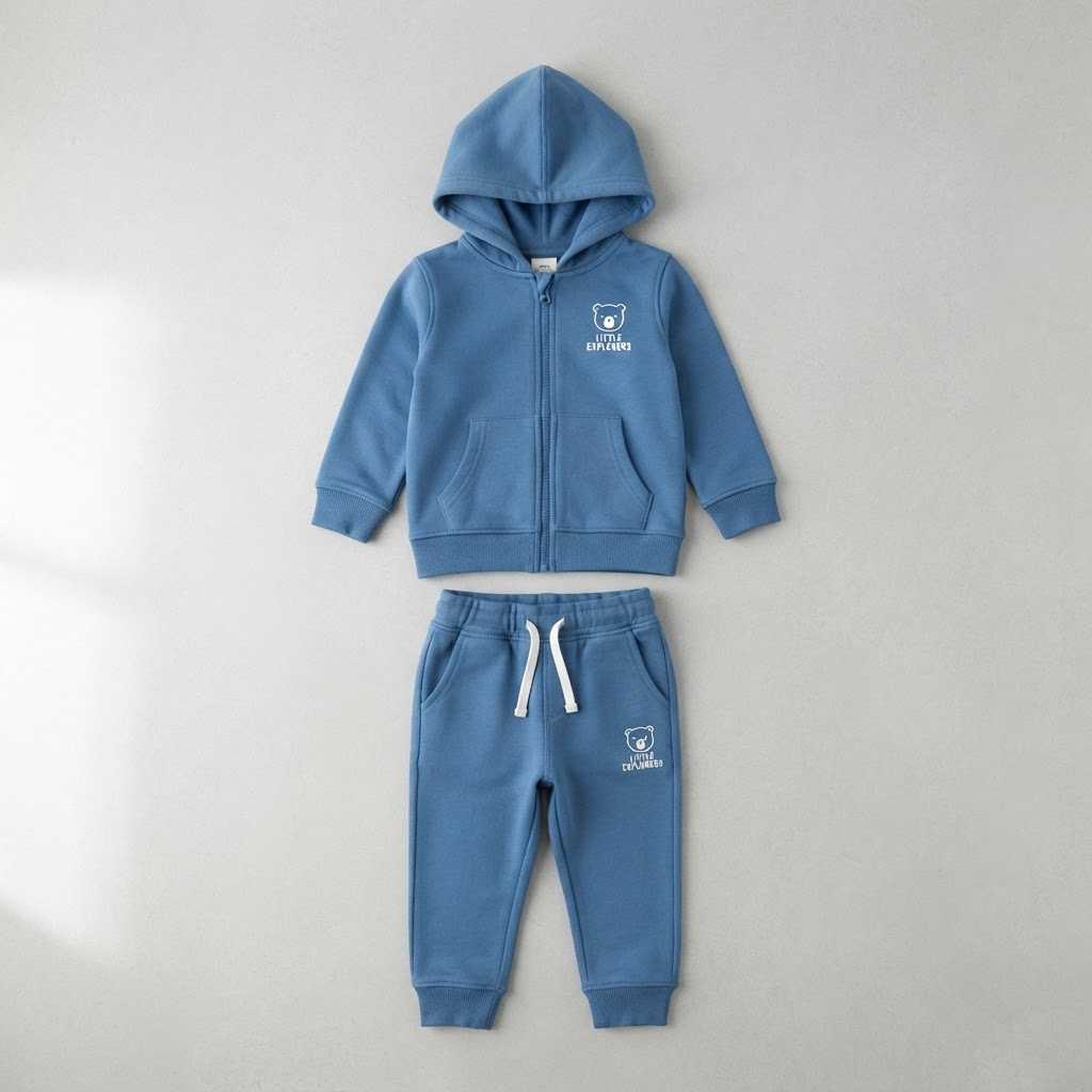 Conjunto deportivo azul para niño con chaqueta y pantalón