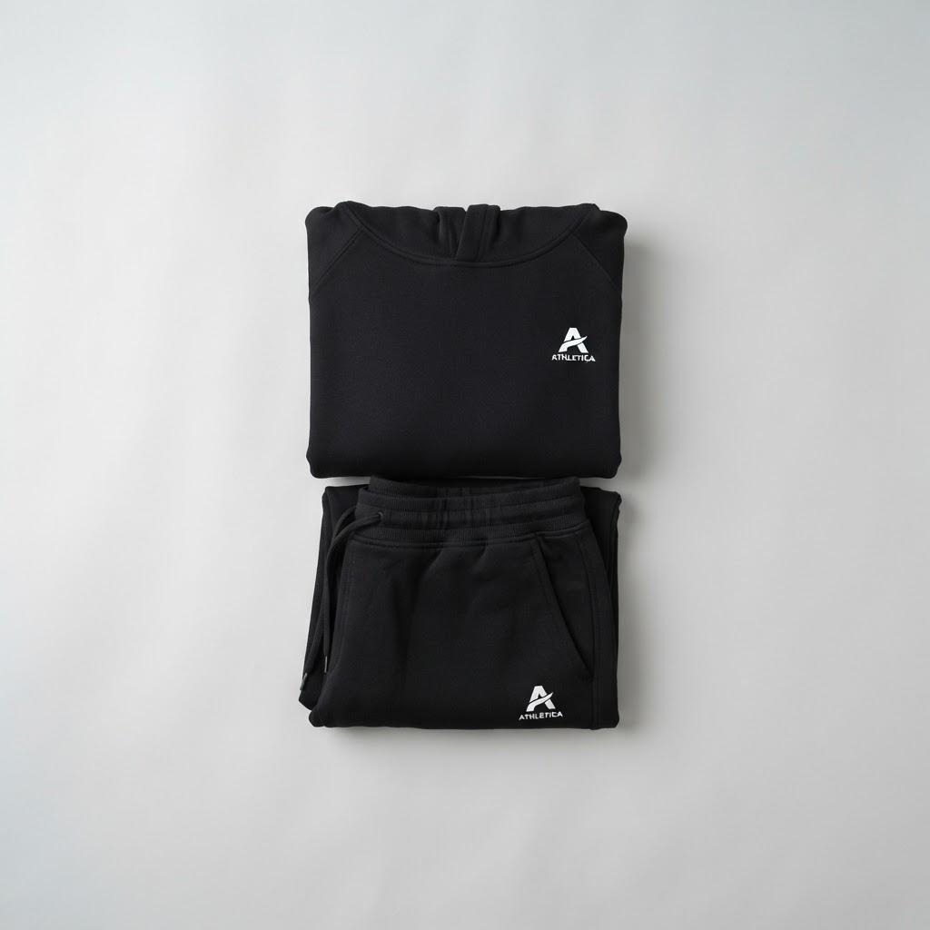 Conjunto deportivo negro de hoodie y pantalón jogger