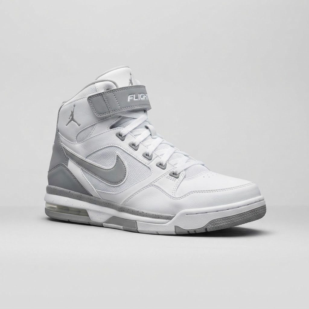 Tenis de baloncesto caña alta blancos con gris