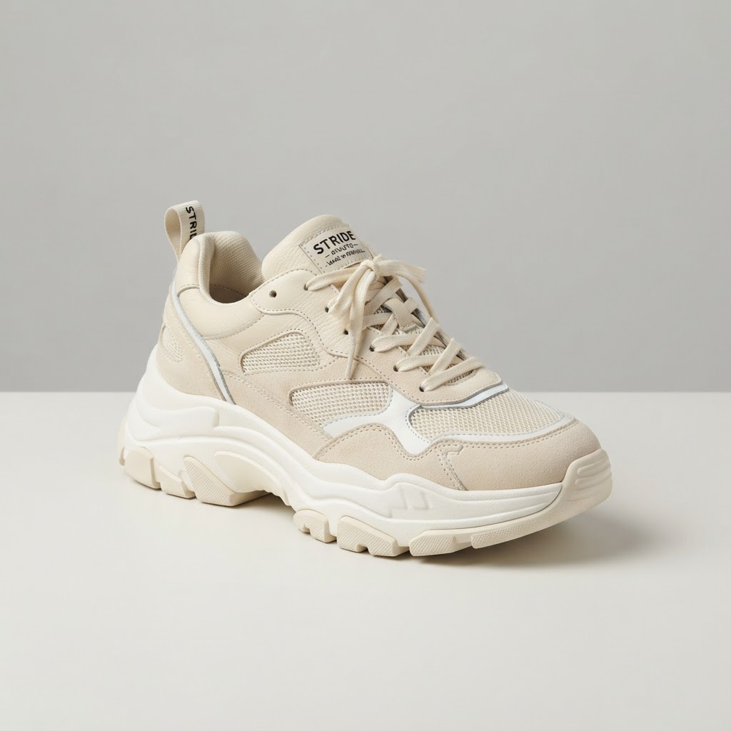 Tenis chunky color crema con plataforma gruesa