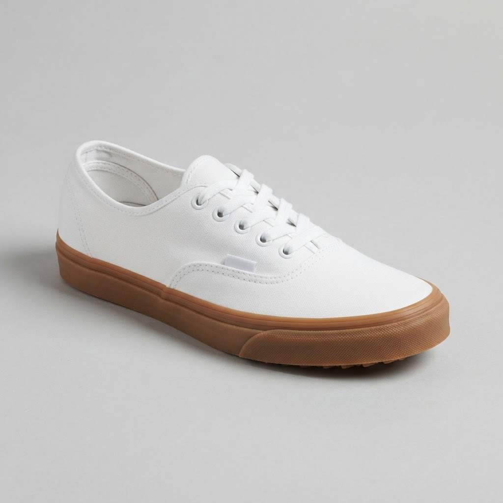 Tenis de lona blancos con suela color caramelo