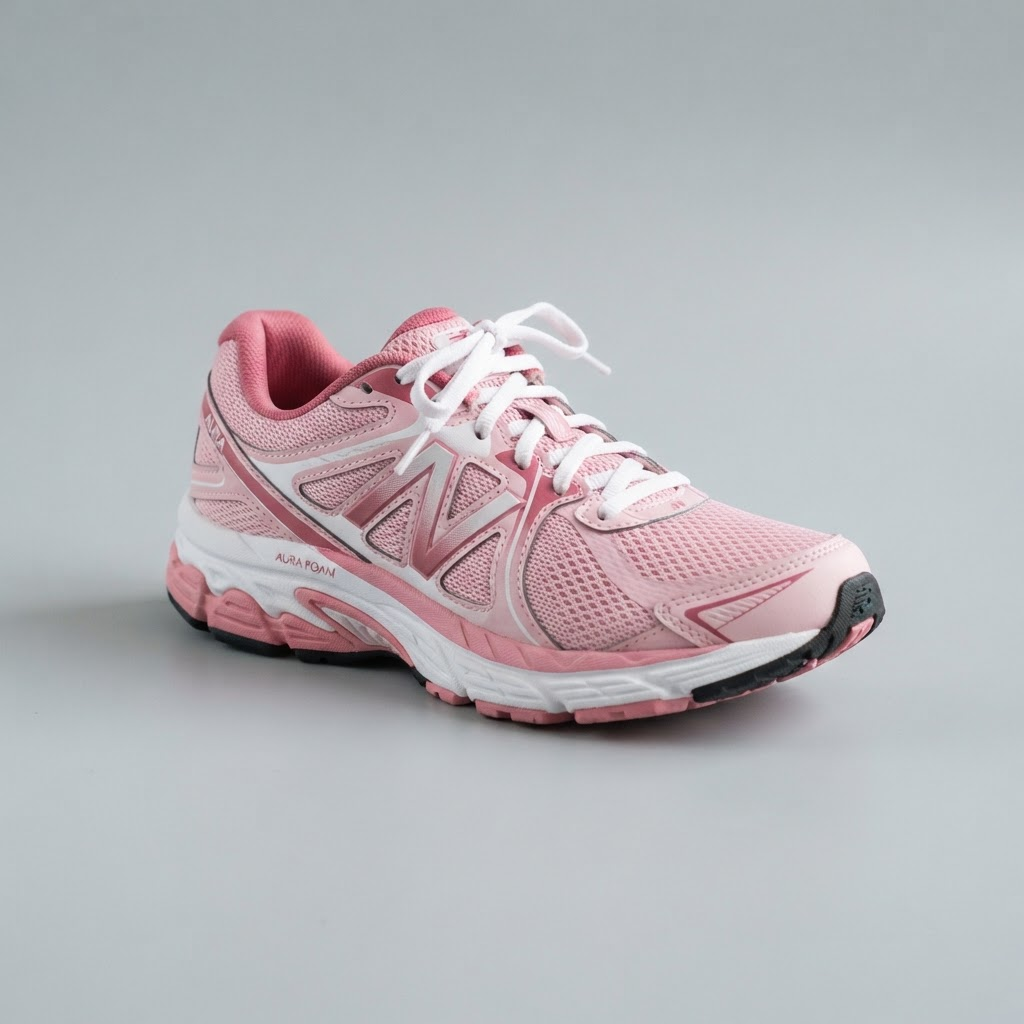 Tenis de running para dama en rosa y blanco