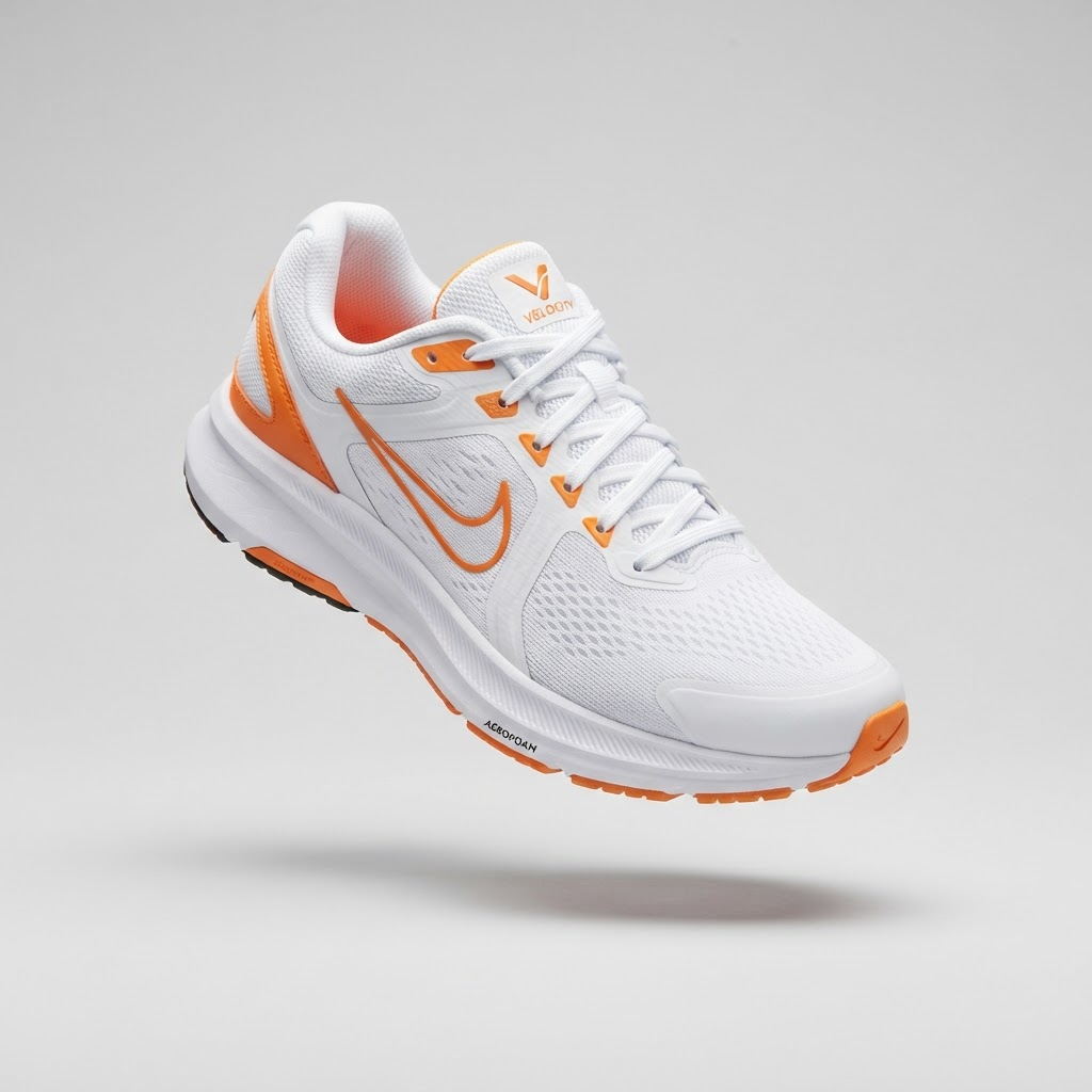 Tenis deportivos blancos con detalles naranja